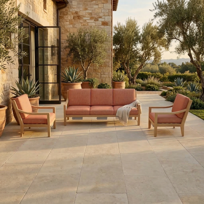 Heated Outdoor Teak Sofa Set 