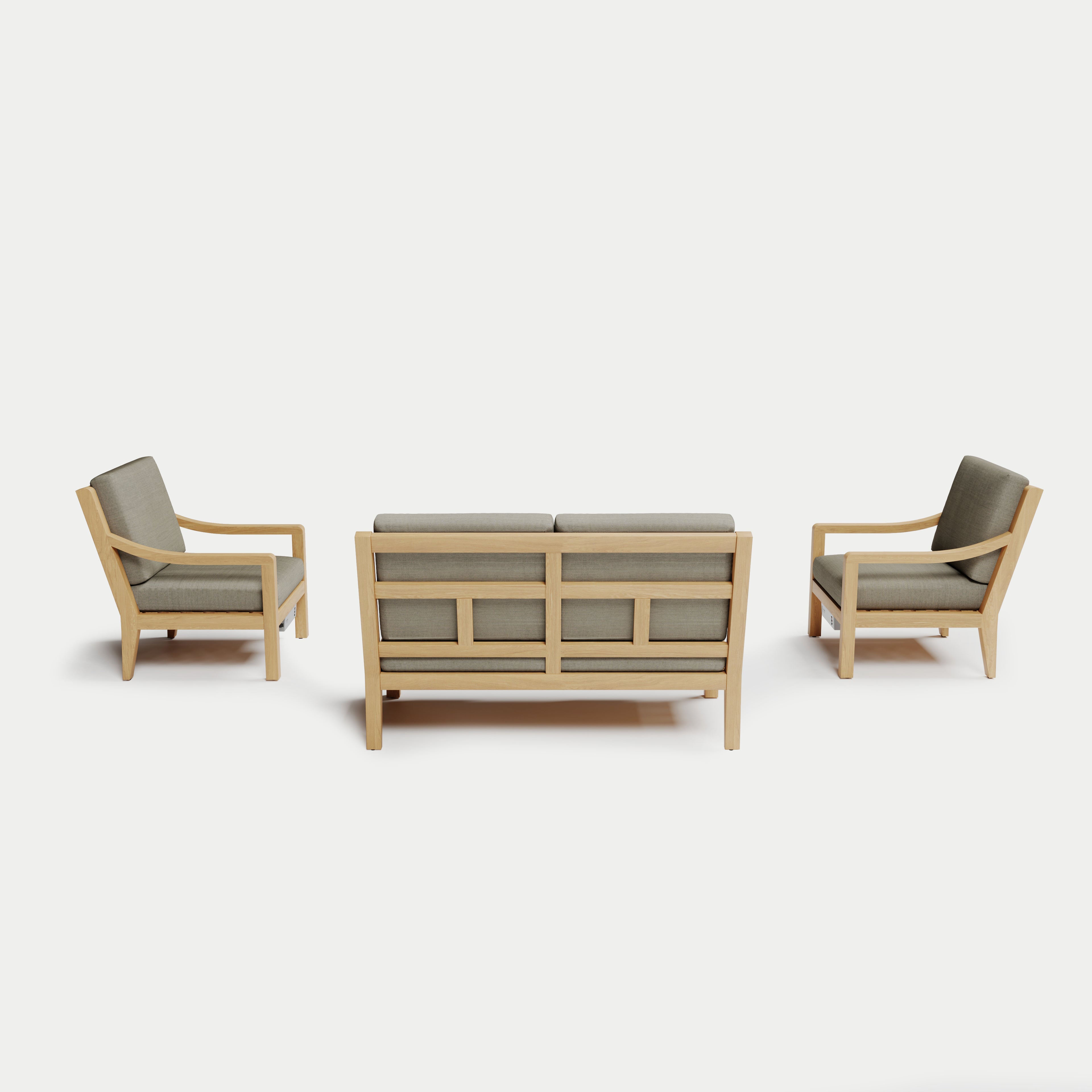 Heated Outdoor Teak Loveseat Set 