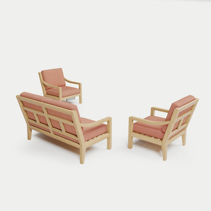 Heated Outdoor Teak Loveseat Set 