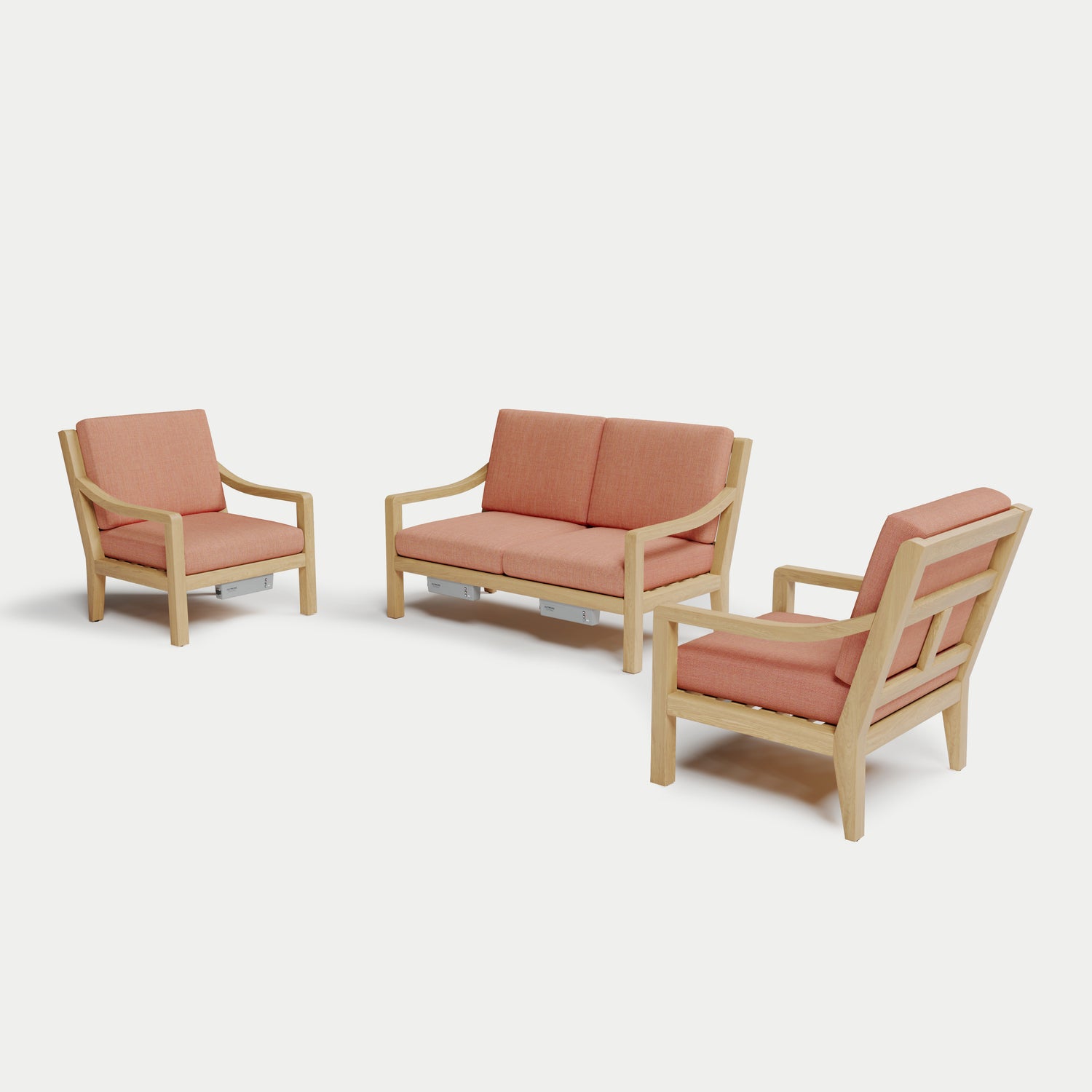 Heated Outdoor Teak Loveseat Set 