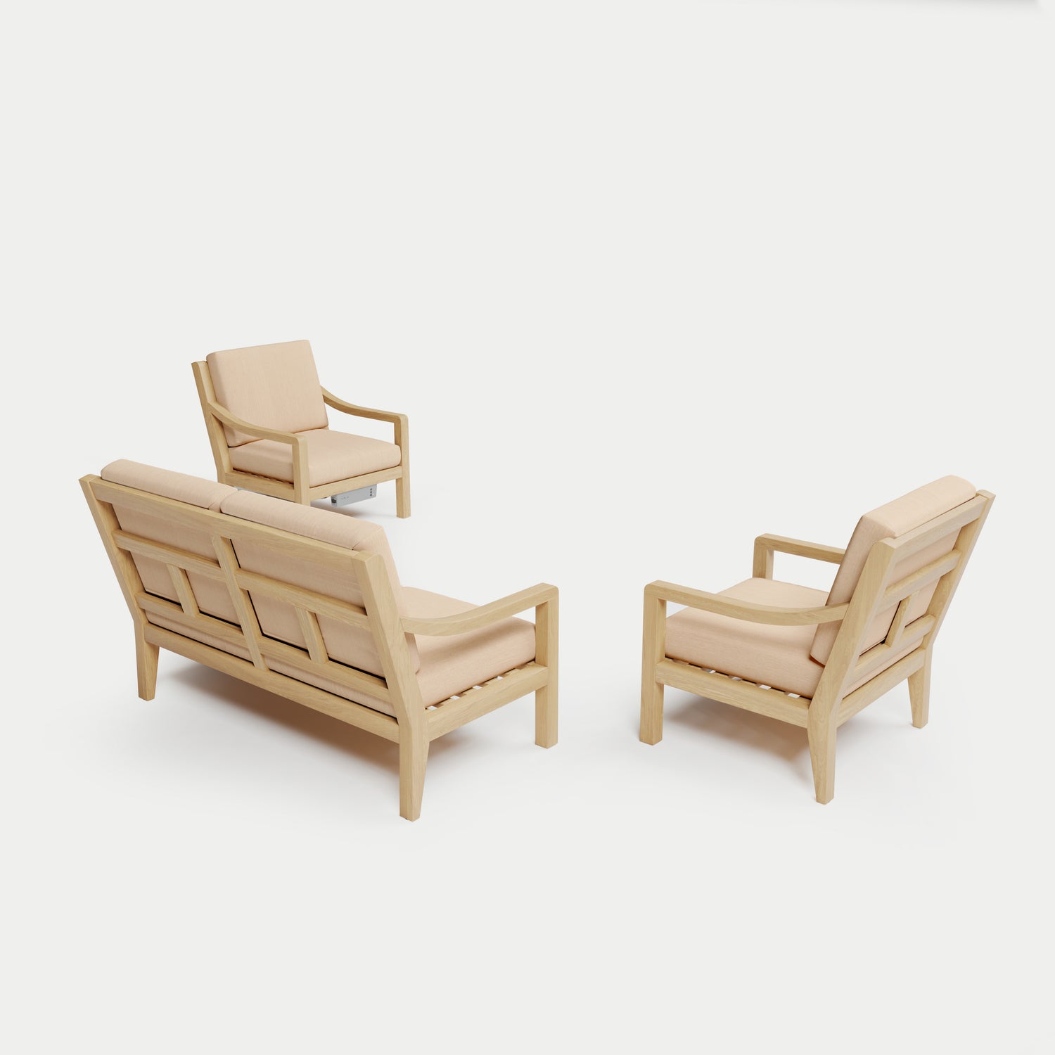 Heated Outdoor Teak Loveseat Set 
