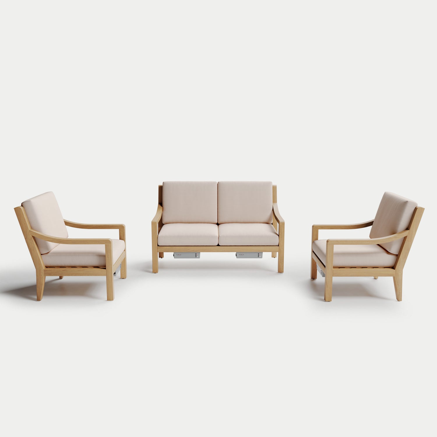 Heated Outdoor Teak Loveseat Set 