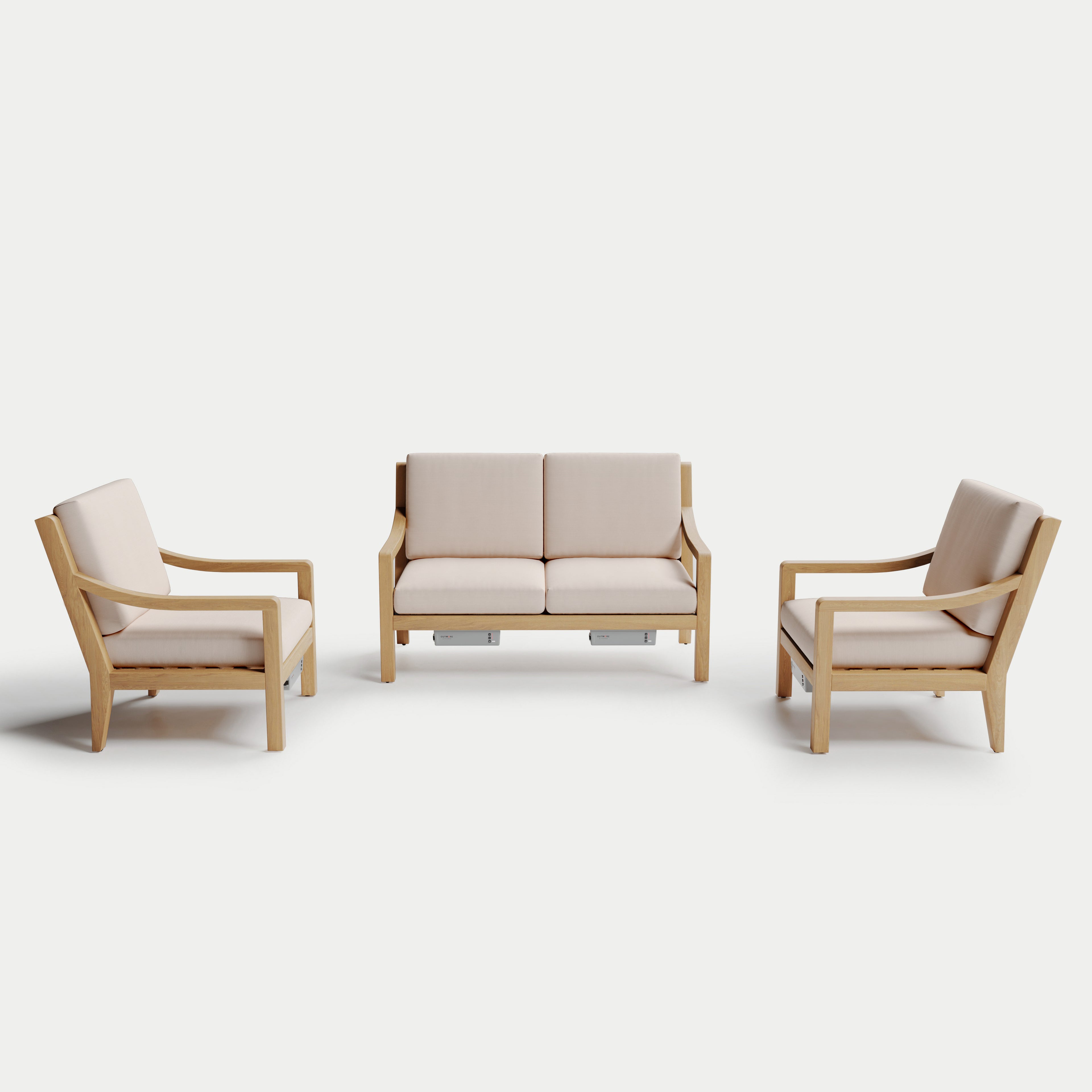 Heated Outdoor Teak Loveseat Set 