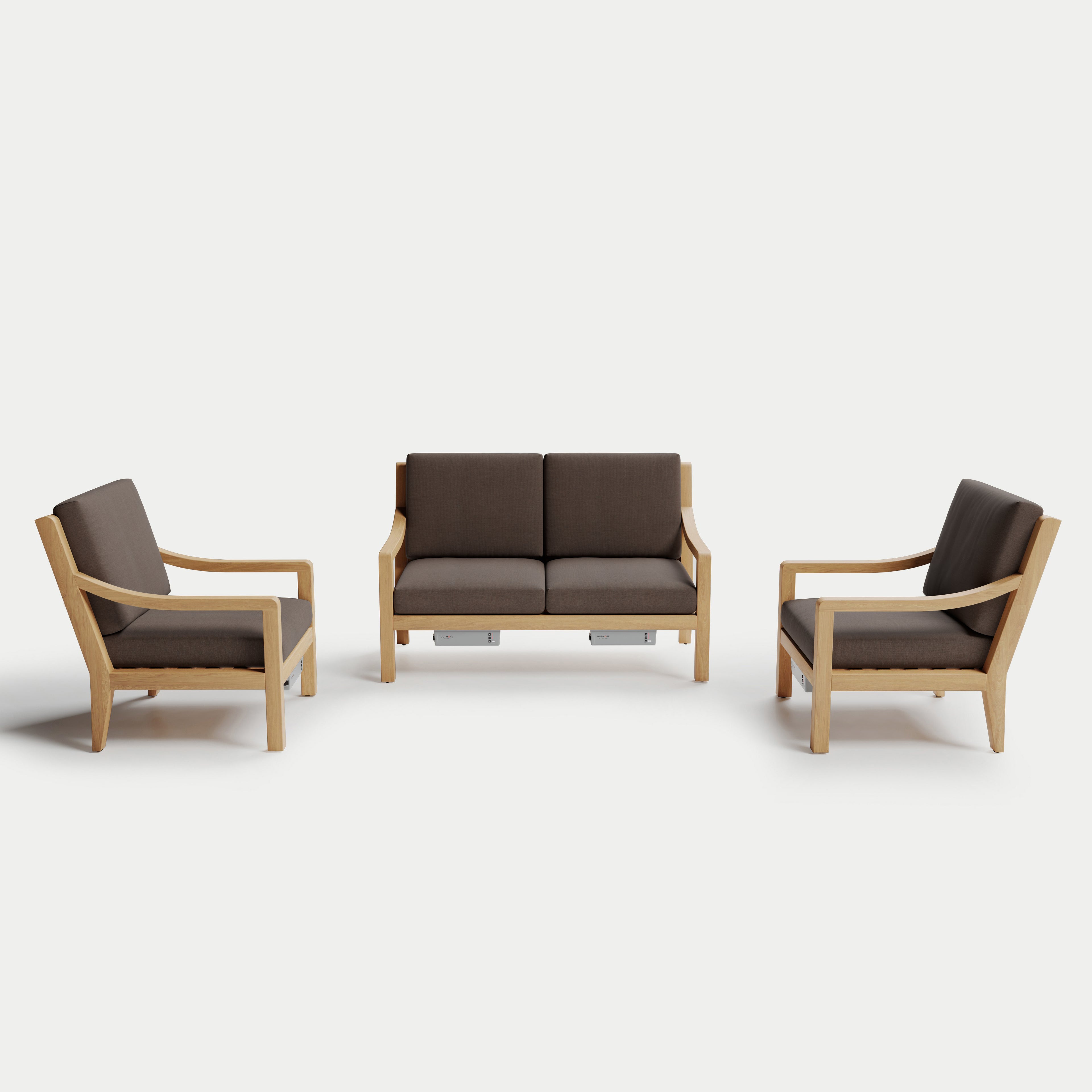Heated Outdoor Teak Loveseat Set 