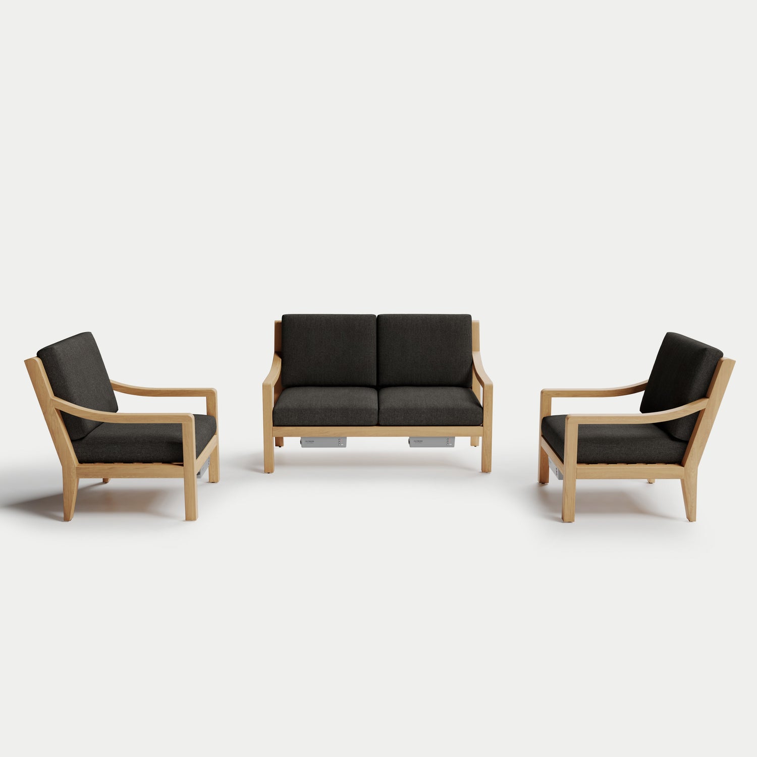 Heated Outdoor Teak Loveseat Set 