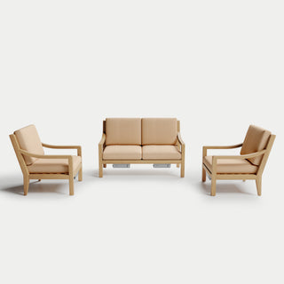 Heated Outdoor Teak Loveseat Set 