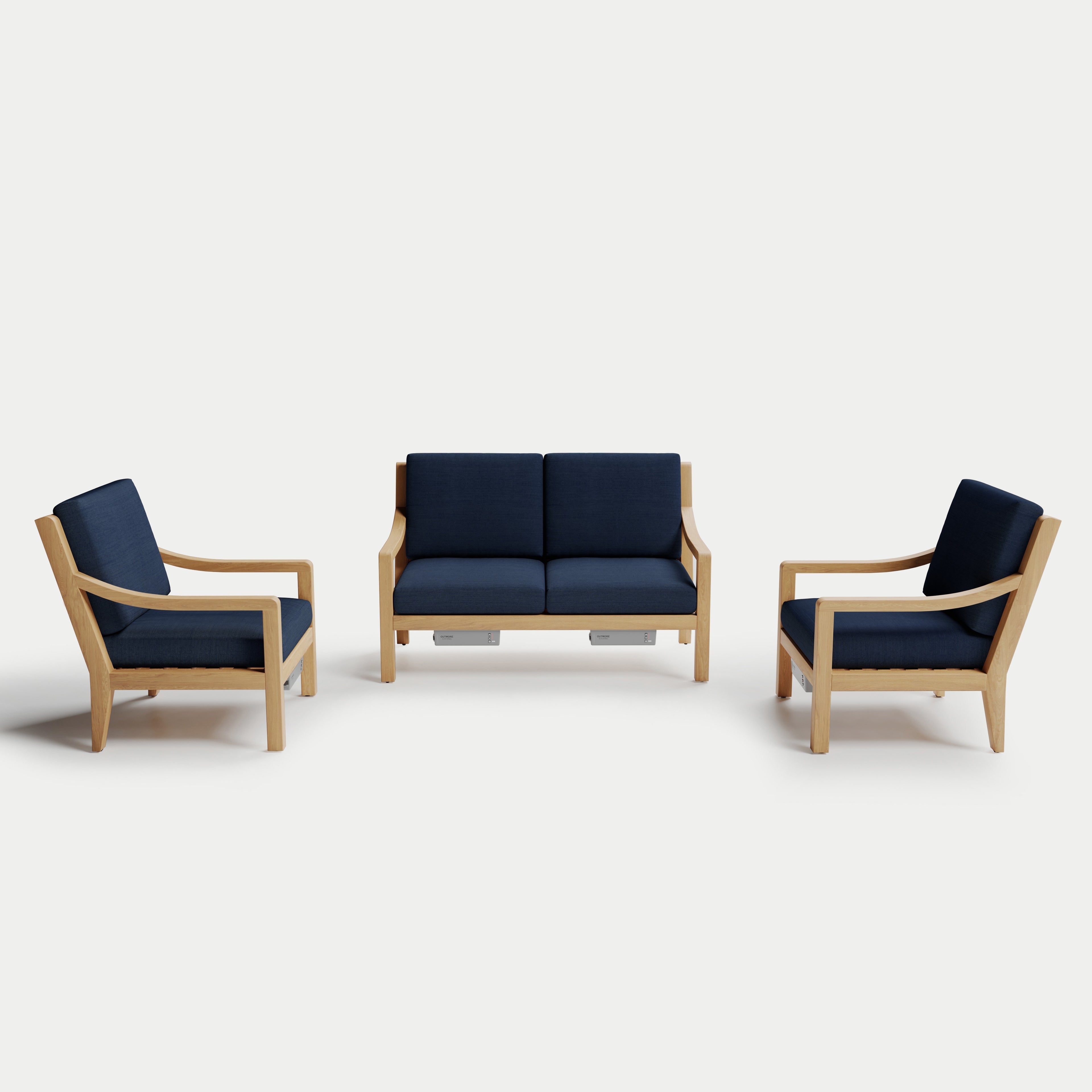 Heated Outdoor Teak Loveseat Set 