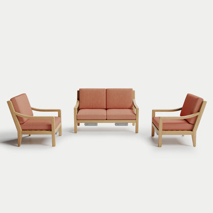 Heated Outdoor Teak Loveseat Set 