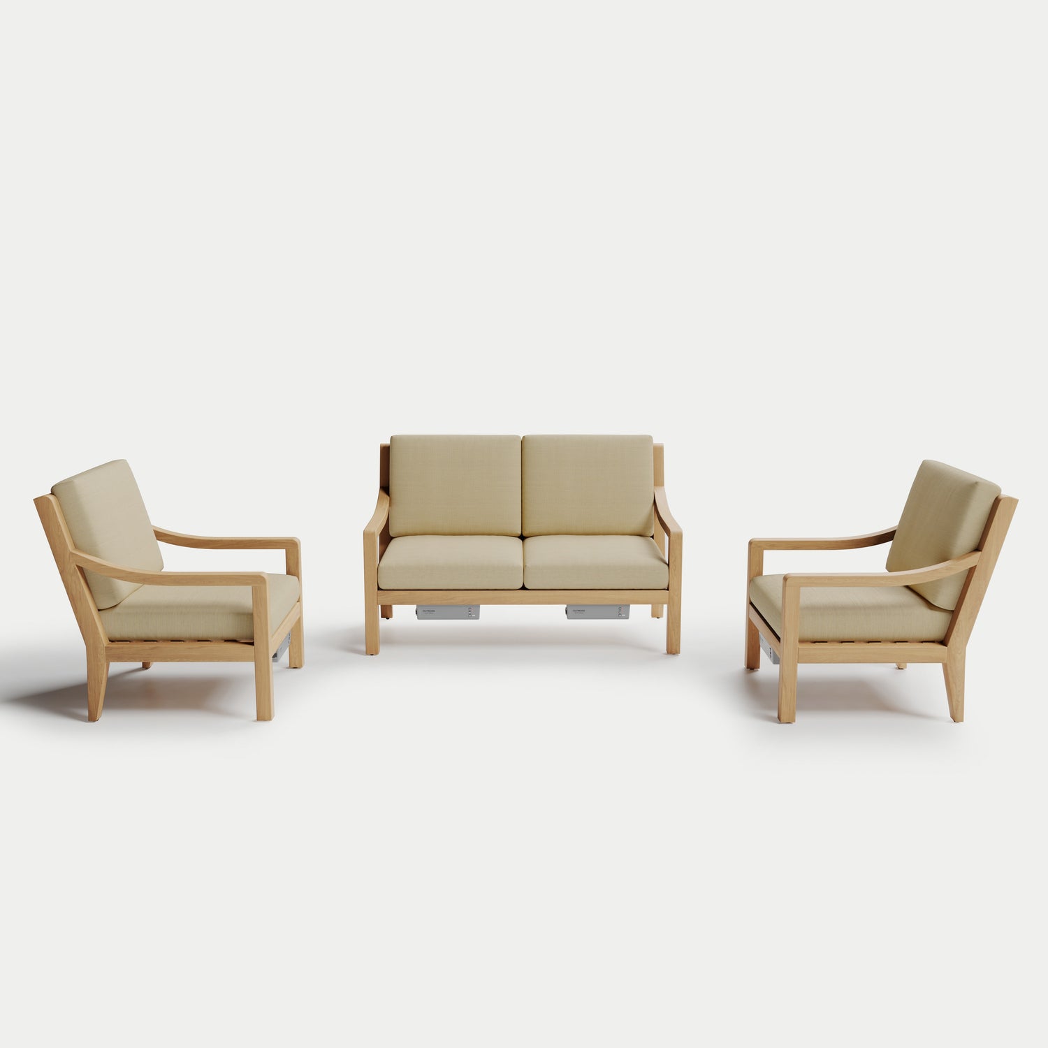 Heated Outdoor Teak Loveseat Set 