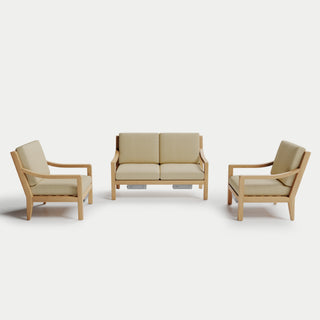 Heated Outdoor Teak Loveseat Set 