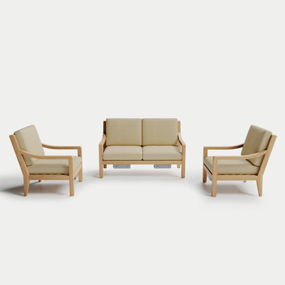 Heated Outdoor Teak Loveseat Set 