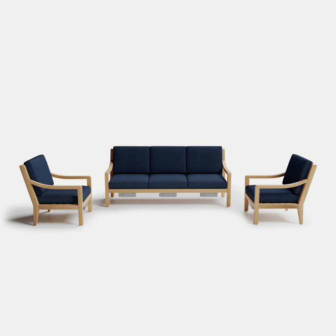 Heated Outdoor Teak Sofa Set #fabric-color_indigo