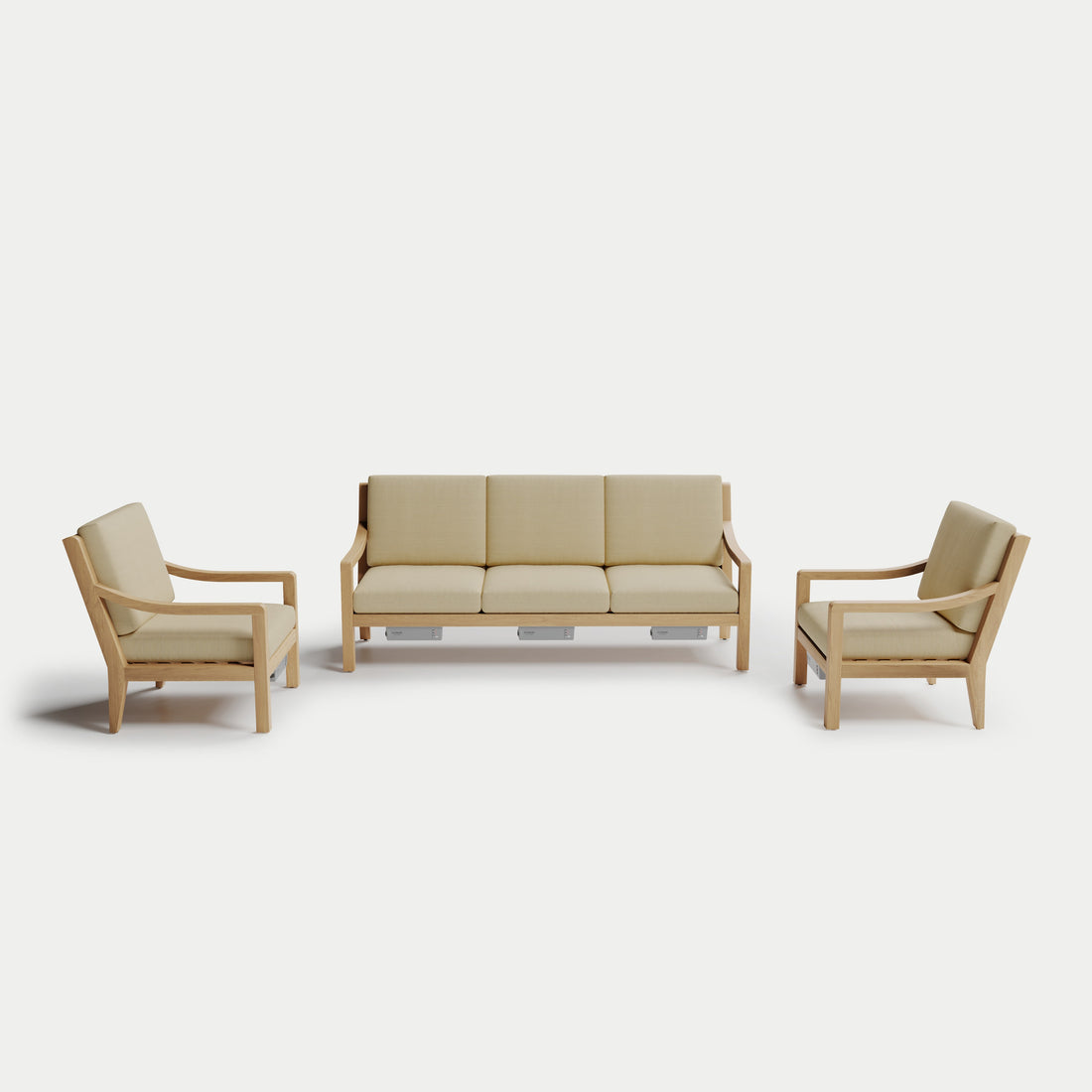 Heated Outdoor Teak Sofa Set #fabric-color_sand