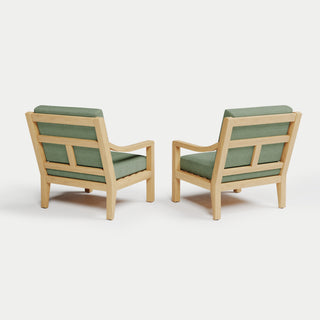 Heated Outdoor Teak Lounge Chair Set 