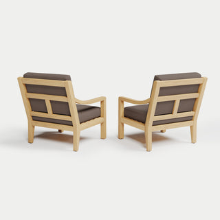 Heated Outdoor Teak Lounge Chair Set 