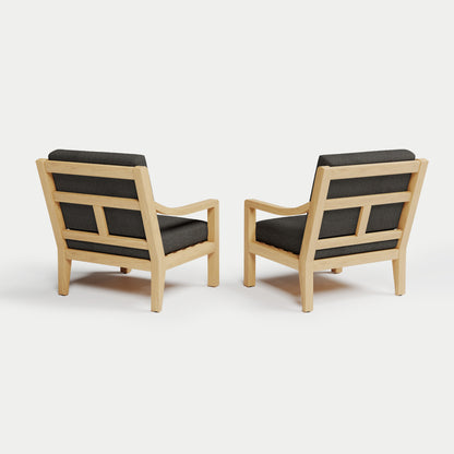 Heated Outdoor Teak Lounge Chair Set 