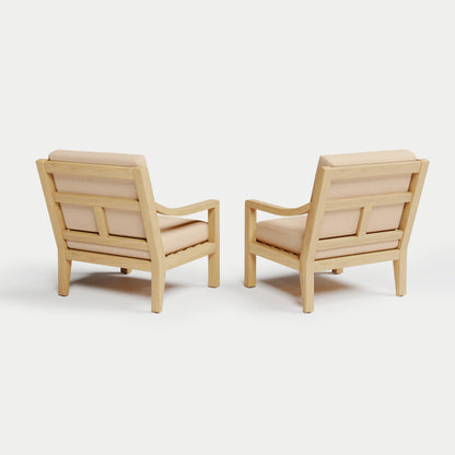 Heated Outdoor Teak Lounge Chair Set 