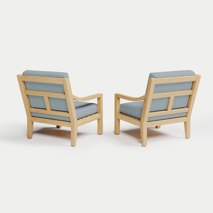 Heated Outdoor Teak Lounge Chair Set 