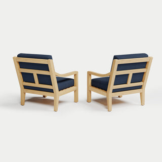 Heated Outdoor Teak Lounge Chair Set 