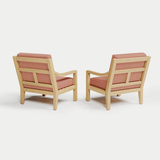 Heated Outdoor Teak Lounge Chair Set 