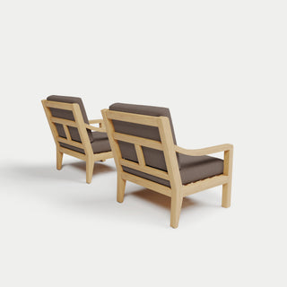 Heated Outdoor Teak Lounge Chair Set 