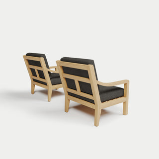 Heated Outdoor Teak Lounge Chair Set 