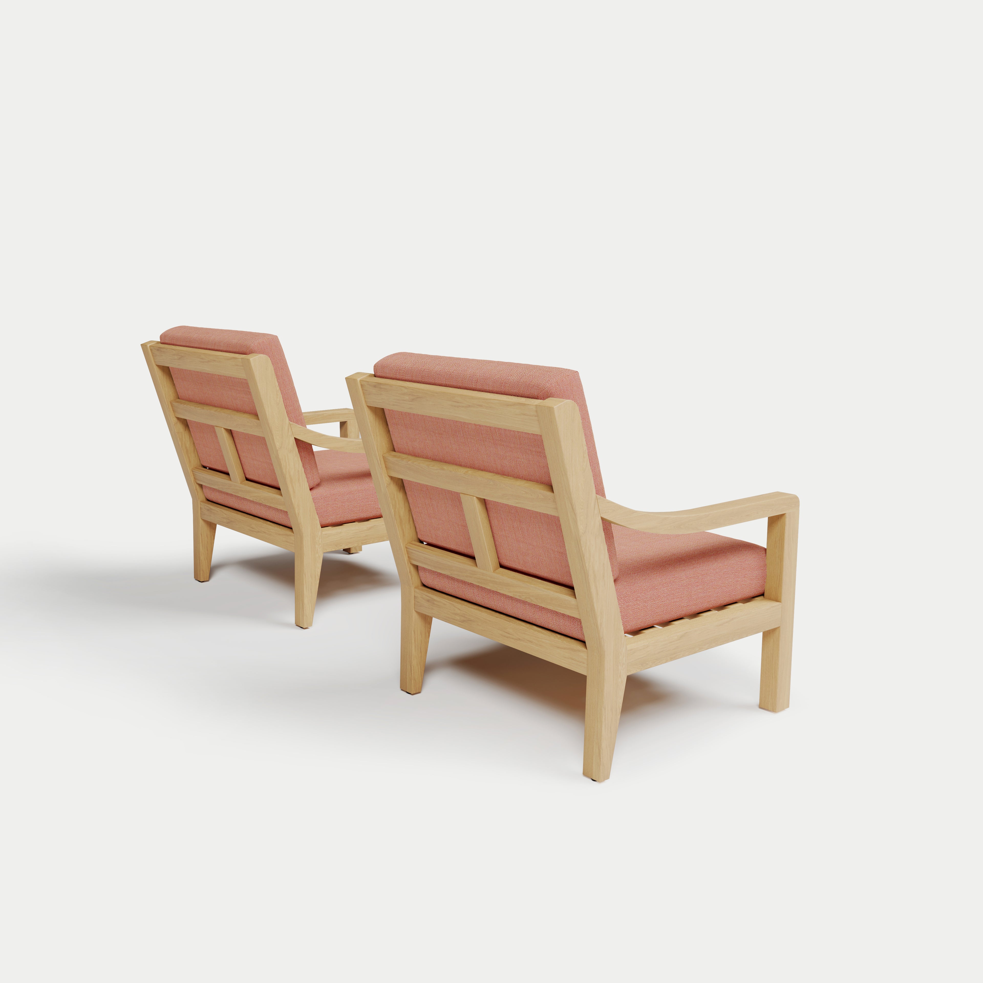 Heated Outdoor Teak Lounge Chair Set 