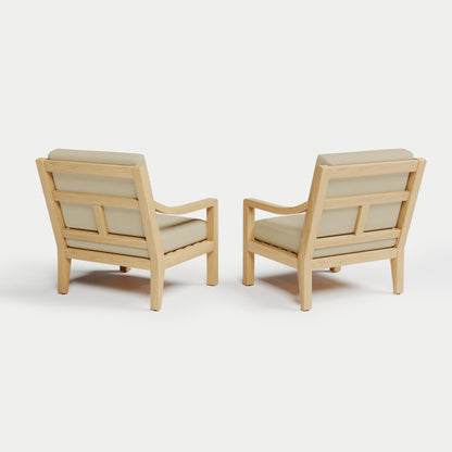 Heated Outdoor Teak Lounge Chair Set 
