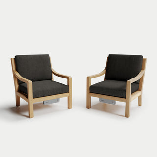 Heated Outdoor Teak Lounge Chair Set 