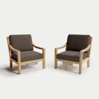 Heated Outdoor Teak Lounge Chair Set 