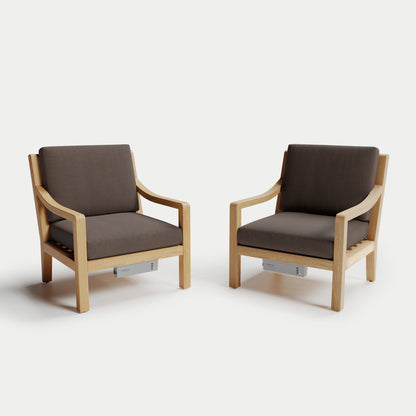 Heated Outdoor Teak Lounge Chair Set 