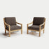 Heated Outdoor Teak Lounge Chair Set 