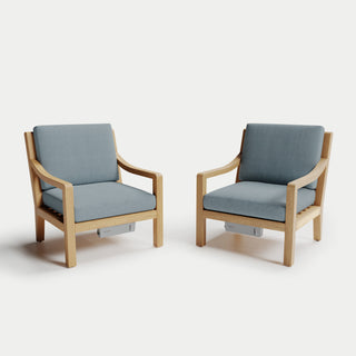 Heated Outdoor Teak Lounge Chair Set 