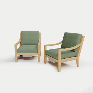 Heated Outdoor Teak Lounge Chair Set 