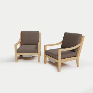 Heated Outdoor Teak Lounge Chair Set 