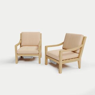 Heated Outdoor Teak Lounge Chair Set 