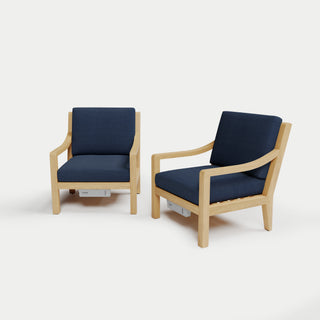 Heated Outdoor Teak Lounge Chair Set 