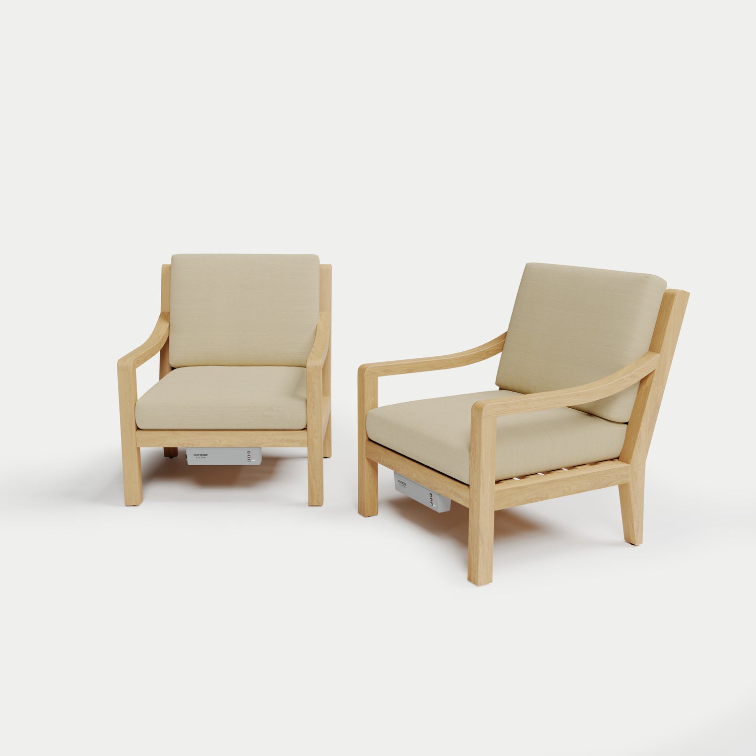 Heated Outdoor Teak Lounge Chair Set 