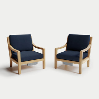 Heated Outdoor Teak Lounge Chair Set 