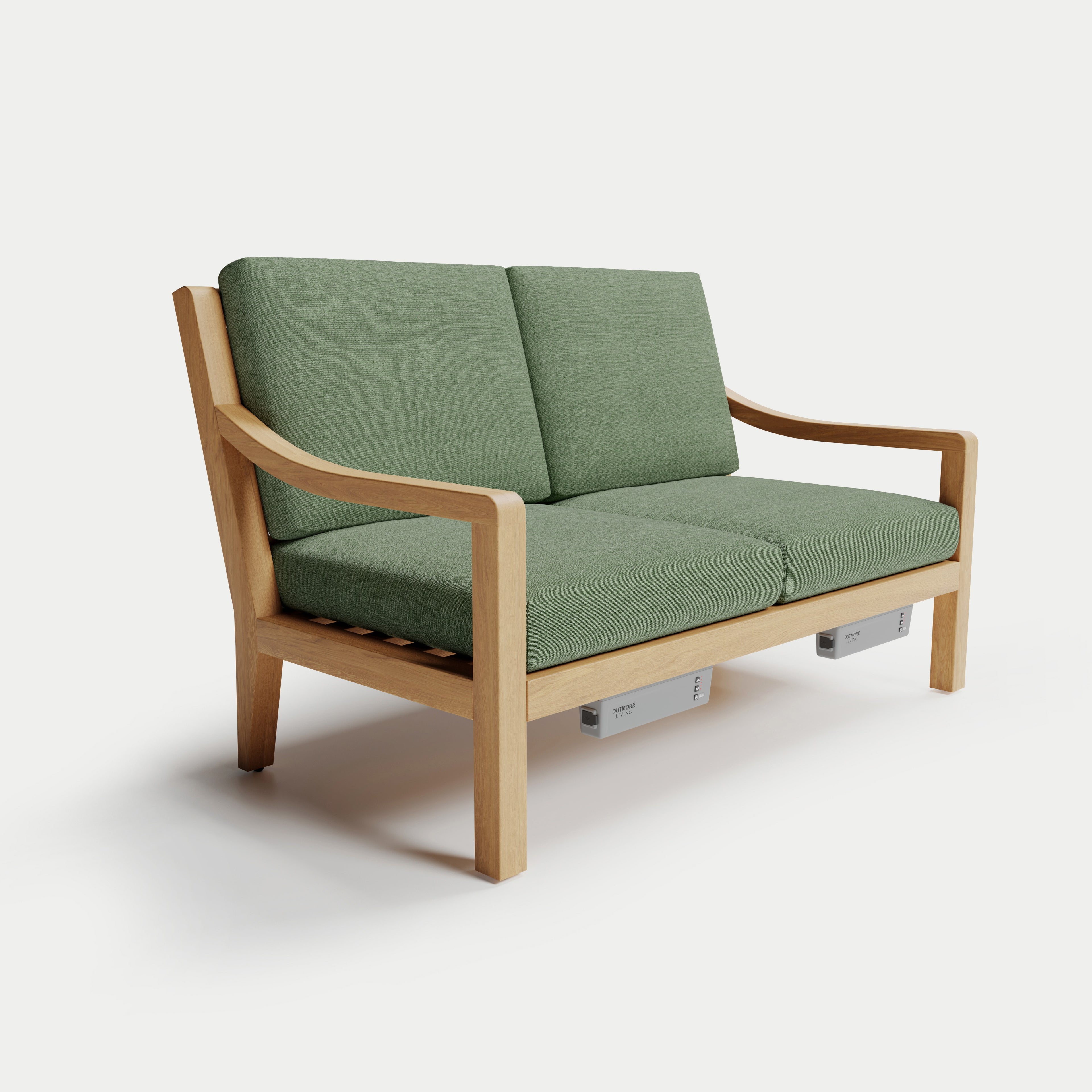 Heated Outdoor Teak Loveseat 