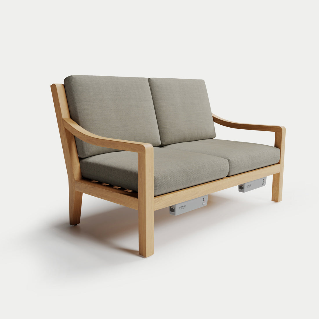 Heated Outdoor Teak Loveseat #fabric-color_dove