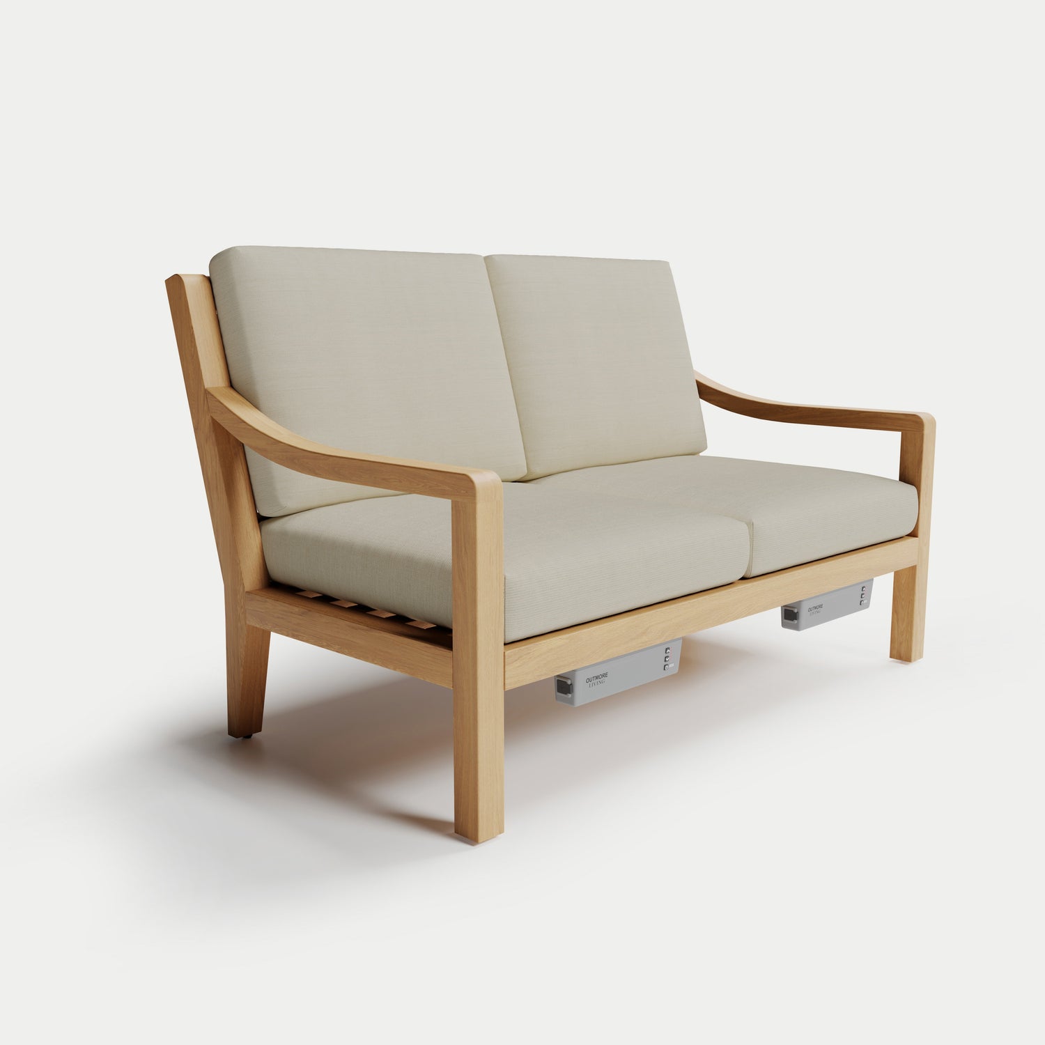 Heated Outdoor Teak Loveseat 