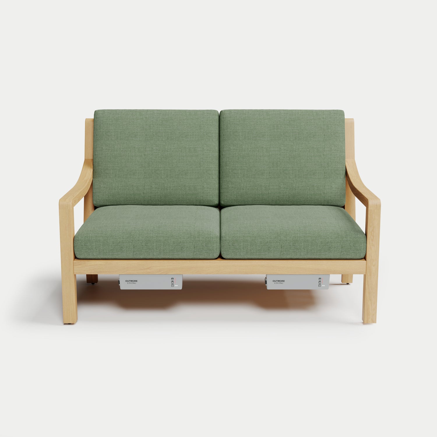 Heated Outdoor Teak Loveseat 