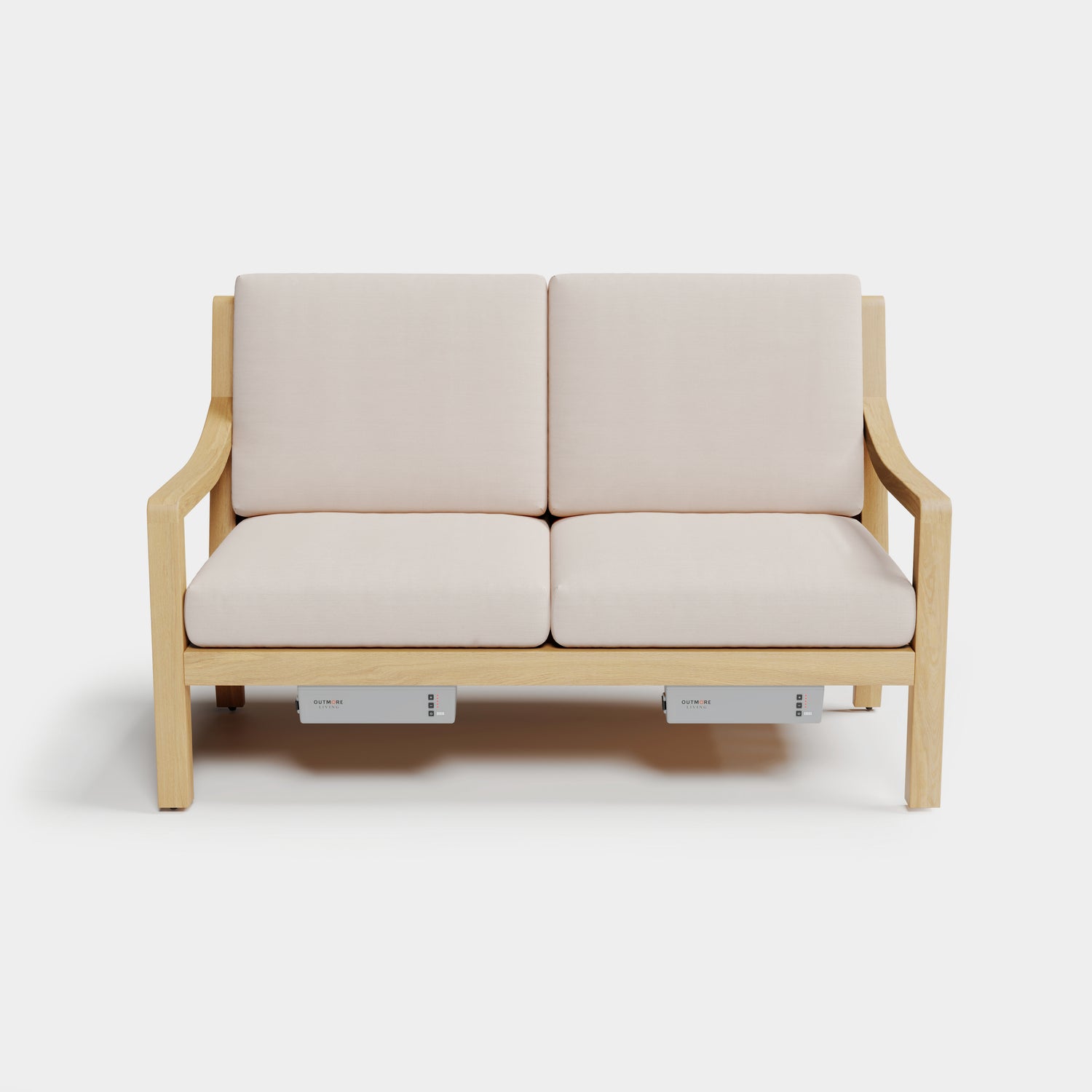 Heated Outdoor Teak Loveseat 