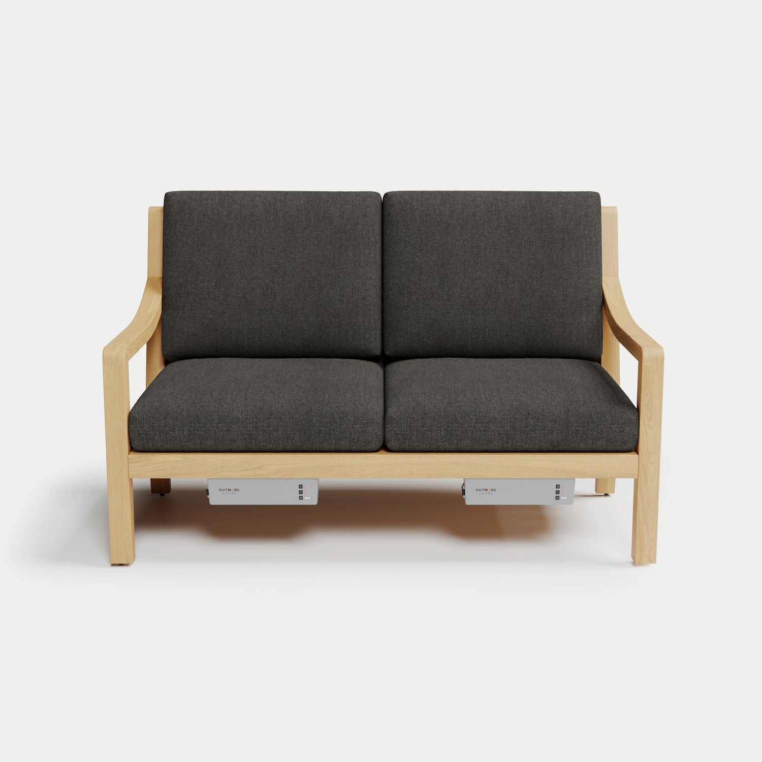 Heated Outdoor Teak Loveseat 