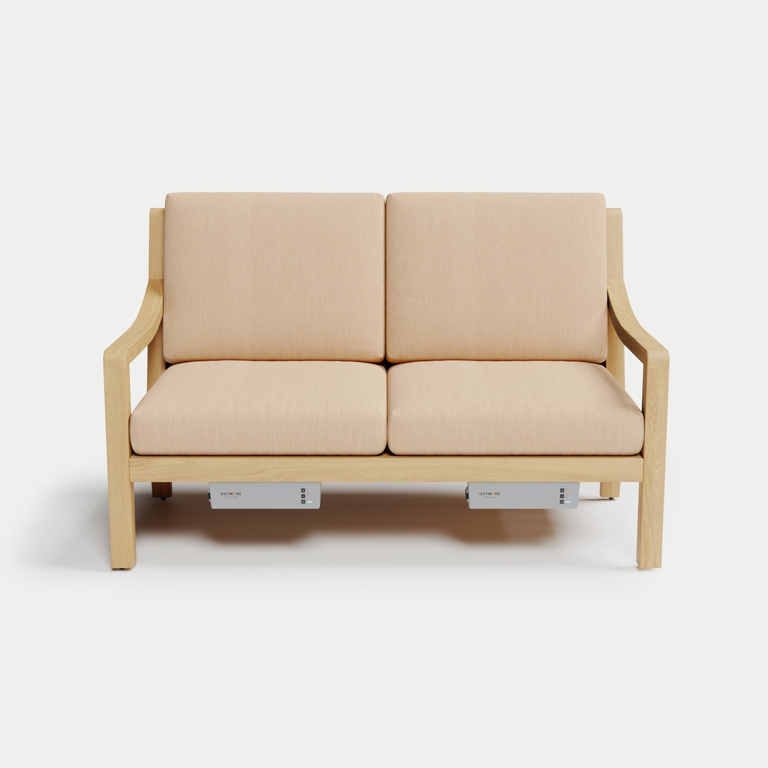 Heated Outdoor Teak Loveseat 