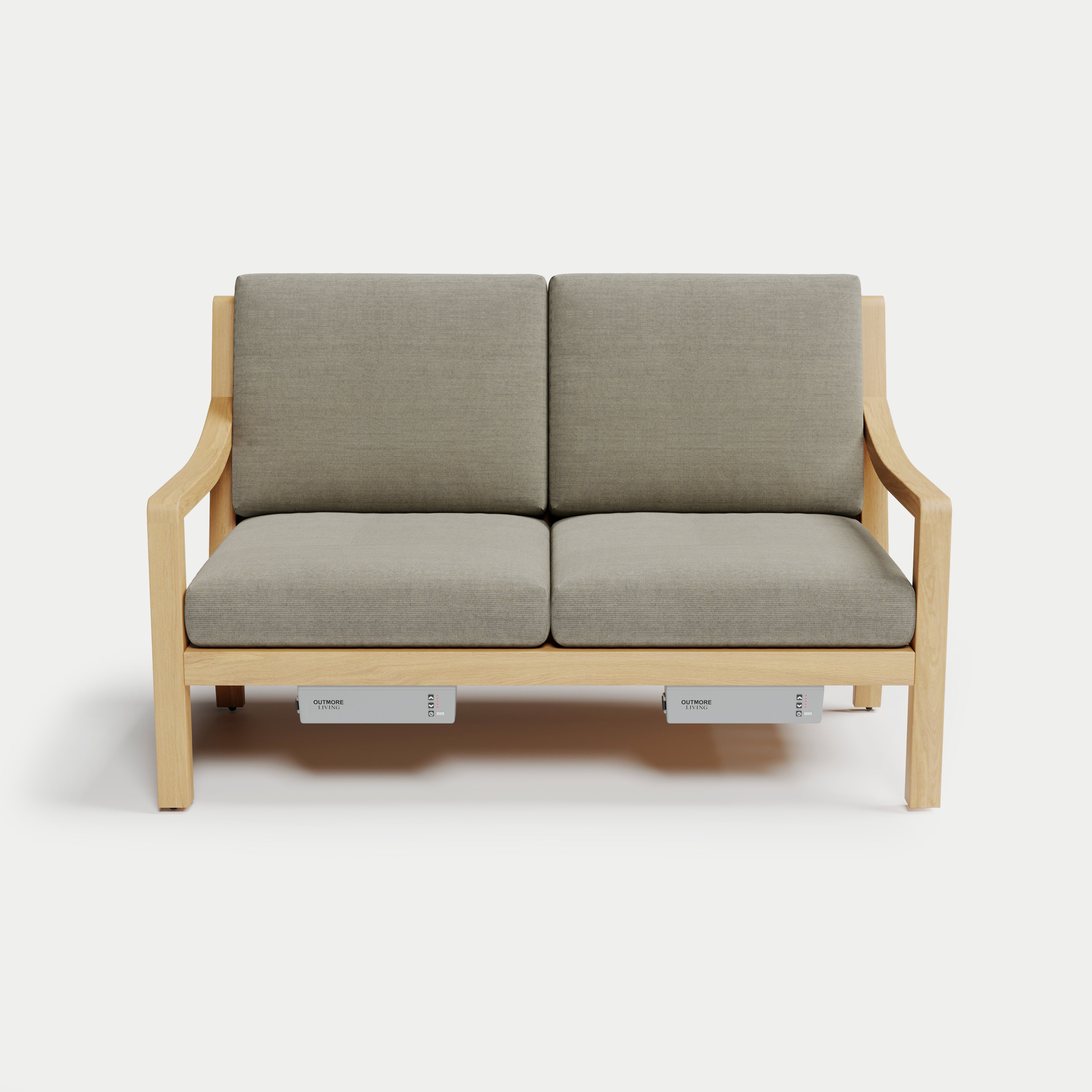 Heated Outdoor Teak Loveseat 