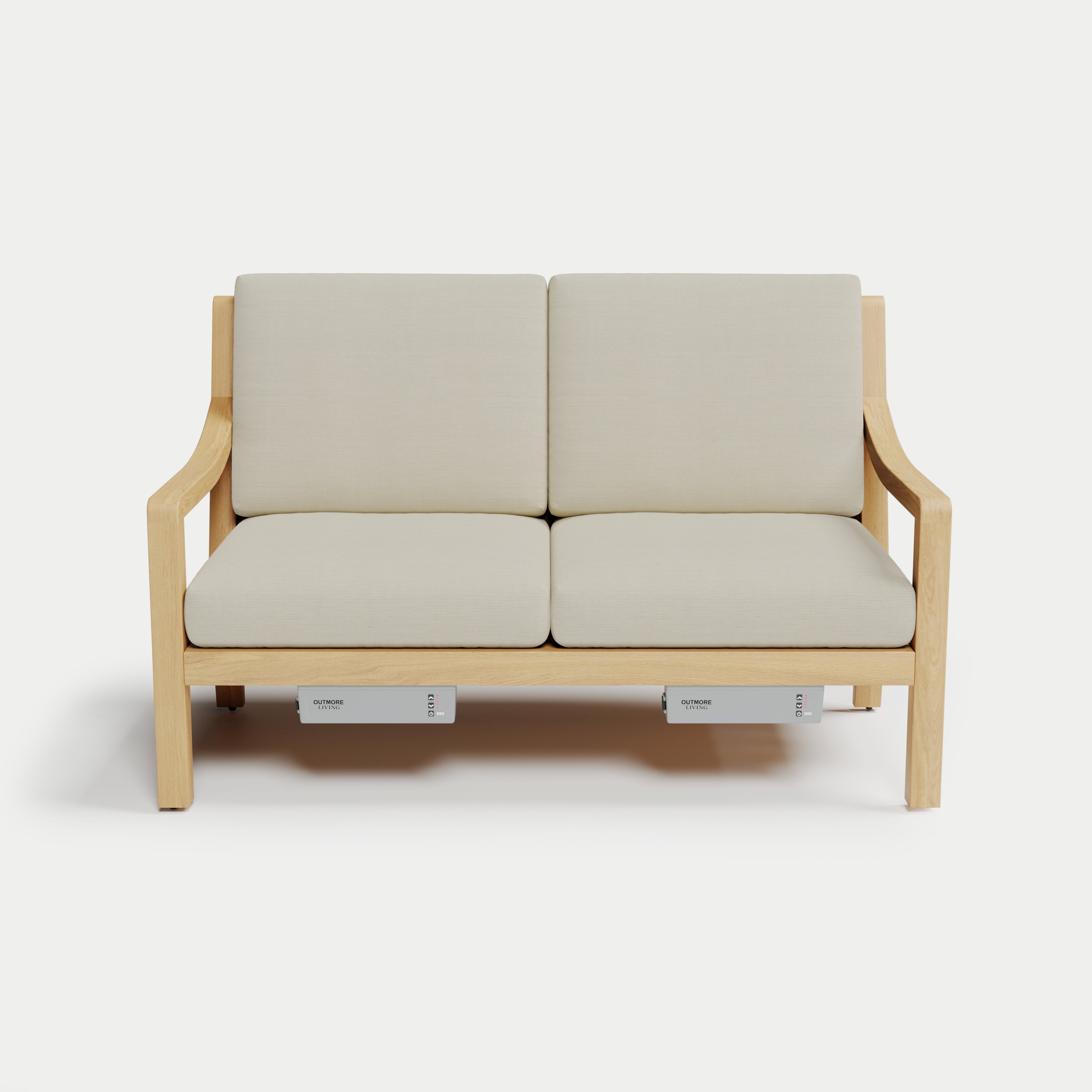 Heated Outdoor Teak Loveseat 