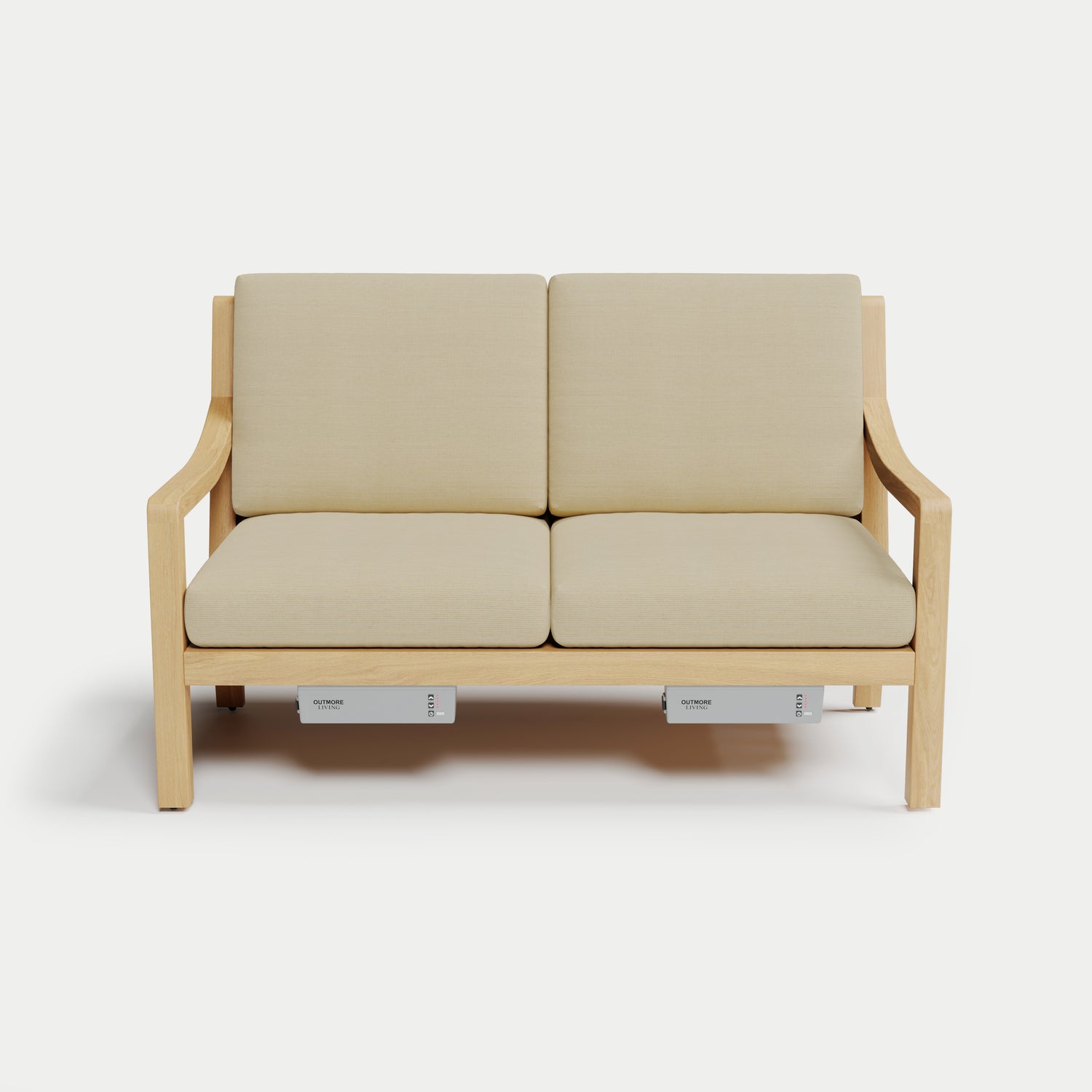 Heated Outdoor Teak Loveseat 