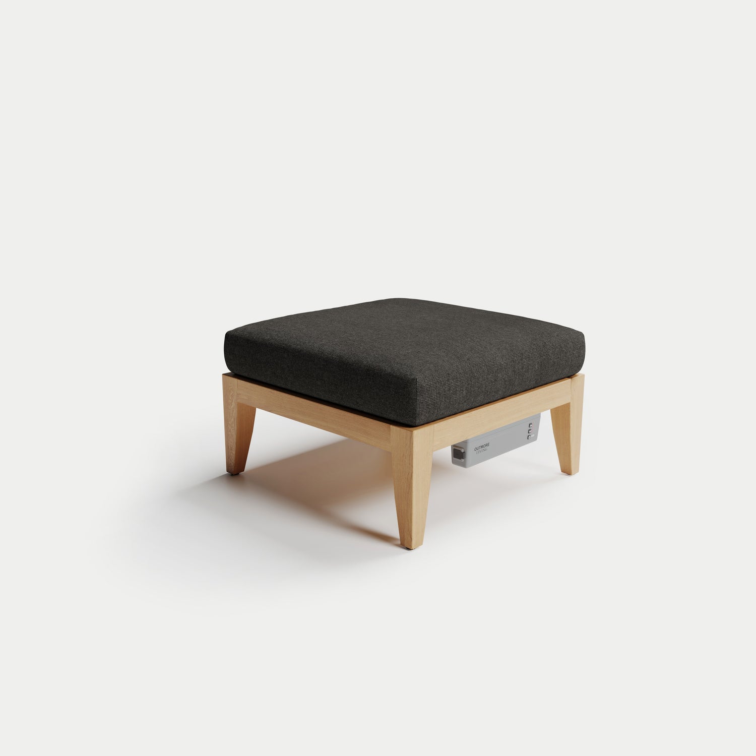 Heated Outdoor Teak Ottoman 